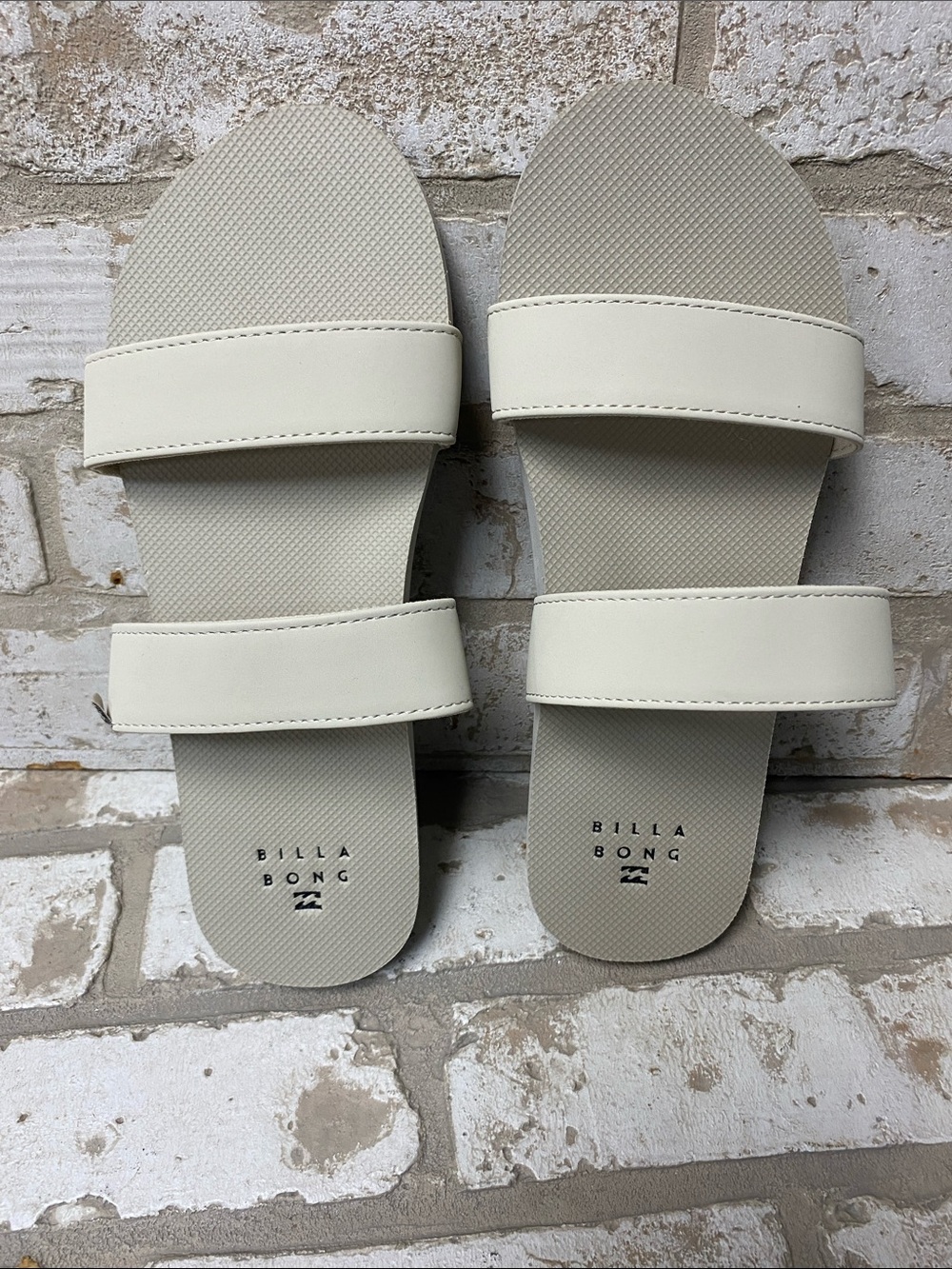 Billabong Cream Double-Strap Slide Sandals